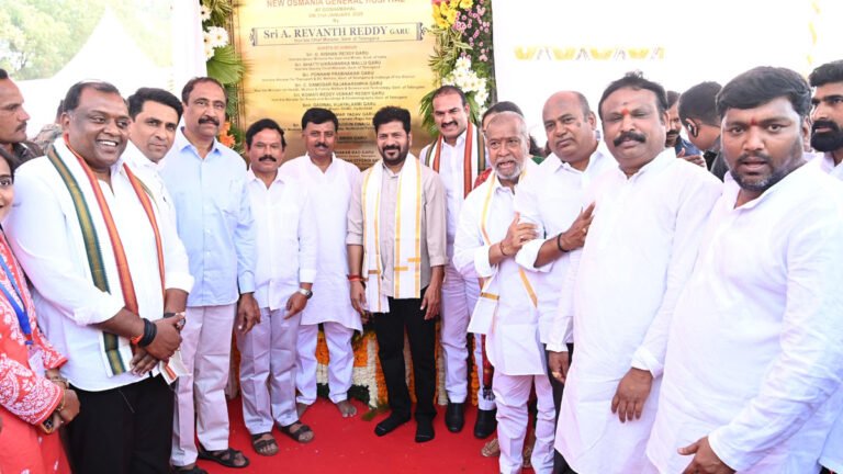 Khed, MLA Patholla Sanjiva Reddy at the foundation stone laying ceremony of the new Osmania Hospital