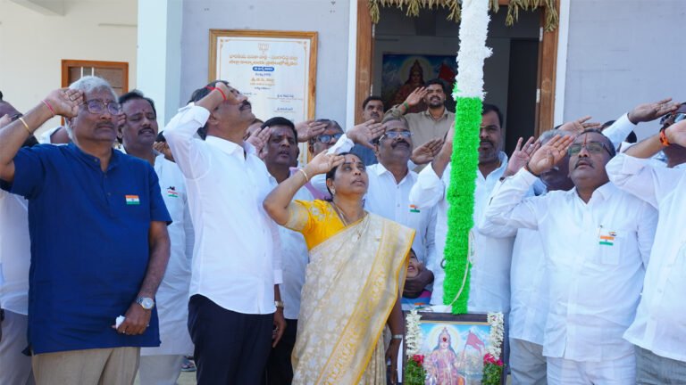 On the occasion of 76th Republic Day BJP District President Godavari Anji Reddy at Sangareddy District Office.