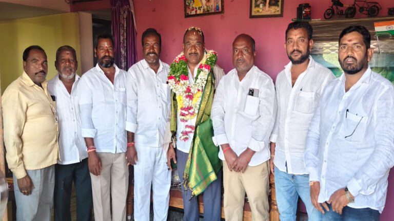 Parasani Venkataiah who was promoted as SI was felicitated by the Sangareddy district Medari Mahendra community leaders.