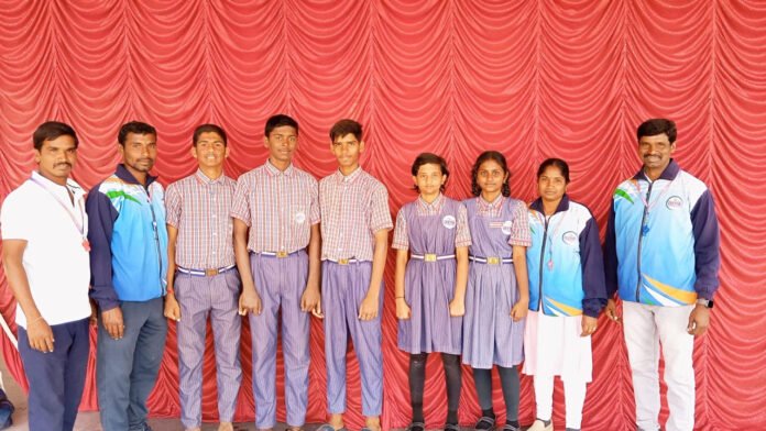 Students of Mambojipalli Geetha School for State Level Kabaddi Competitions